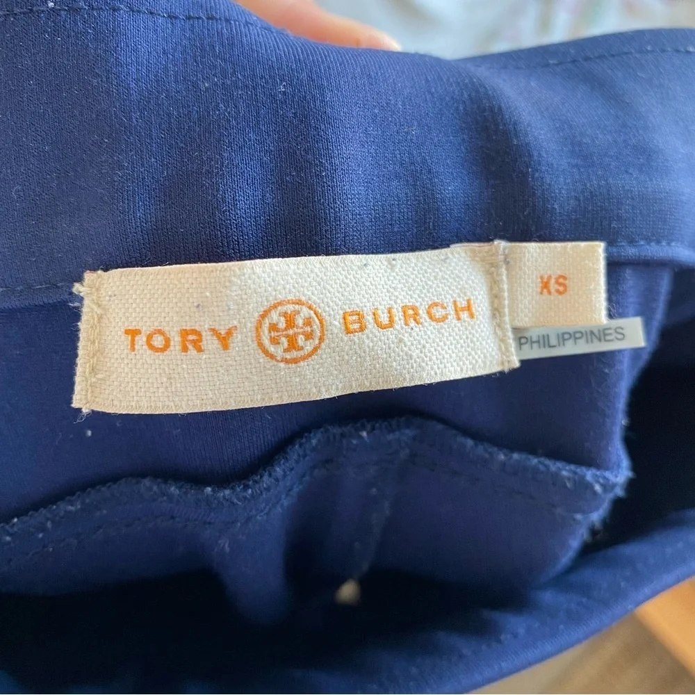 TORY BURCH BLUE STRETCH PANTS, SIZE XS